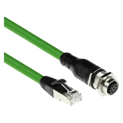 ACT Industrial 3.00 meters Sensor cable M12A 8-pin female to RJ45 male, Ultraflex SF/UTP TPE cable, shie