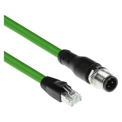 ACT Industrial 3.00 meters Sensor cable M12D 8-pin male right angled to RJ45 male, Superflex Xtreme TPE