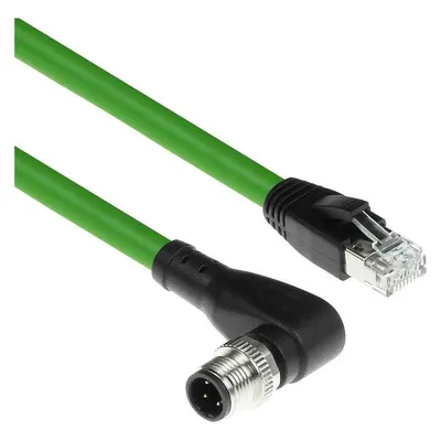 ACT Industrial 5.00 meters Sensor cable M12D 4-pin male right angled to RJ45 male, Superflex Xtreme TPE
