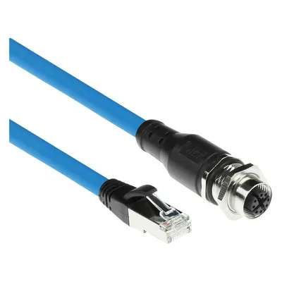 ACT Industrial 5.00 meters Sensor cable M12X 8-pin female chassis to RJ45, Superflex SF/UTP TPE cable