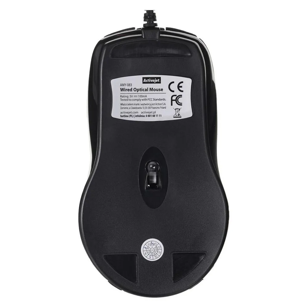 Maus Activejet AMY-083 USB 1000DPI Schwarz Ambidextrous Plug and Play