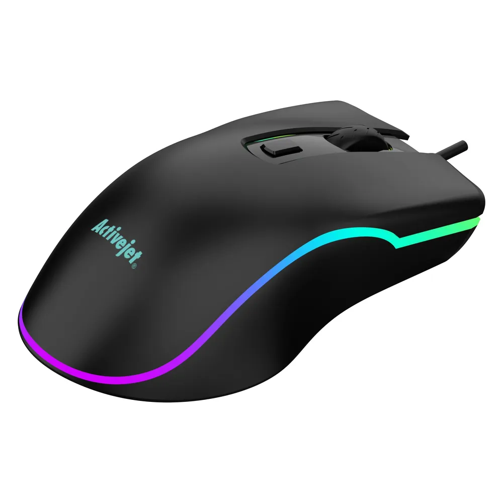 Ratón Activejet AMY-W390 USB 2000DPI Schwarz LED Ambidextrous 4 Tasten