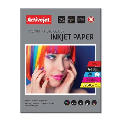 Fotopapier Activejet AP4-200G20 A4 200 g glänzend 20 Blatt Weiß