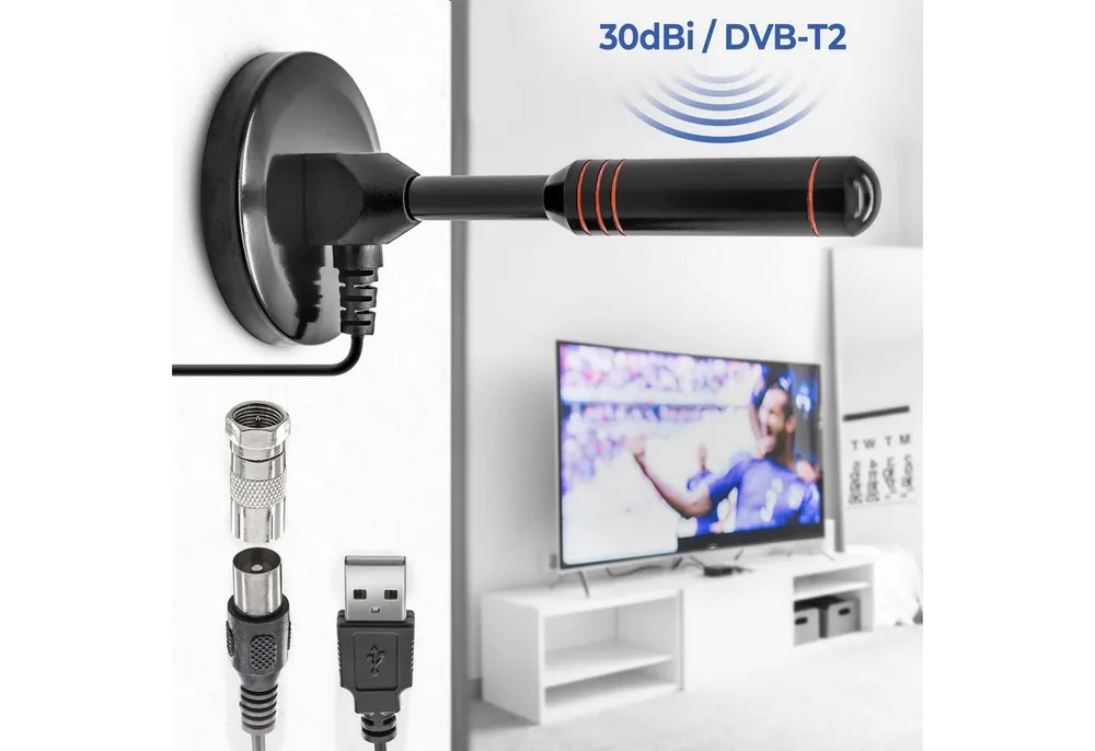 Adapter Universe 5m 30dbi DVB-T2 Full HD Antenne Leistungsstarke Stabantenne Stabantenne