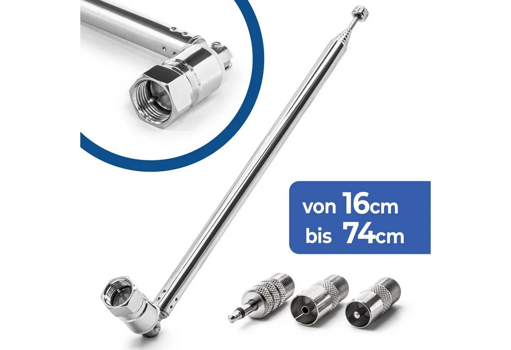 Adapter Universe 74cm Teleskop Antenne Ersatz F Stecker DAB UKW Radio FM AM Auto Audio Stabantenne