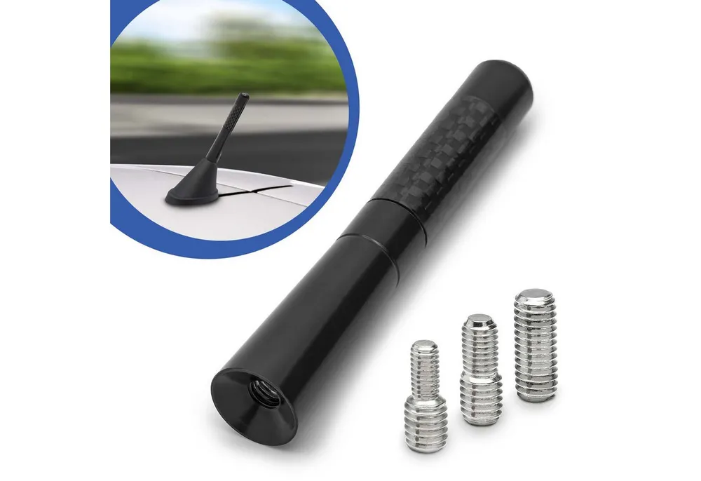Adapter Universe Universal 9cm Auto Kurz Stab Dach Antenne Radio Carbon Design KFZ PKW Stabantenne