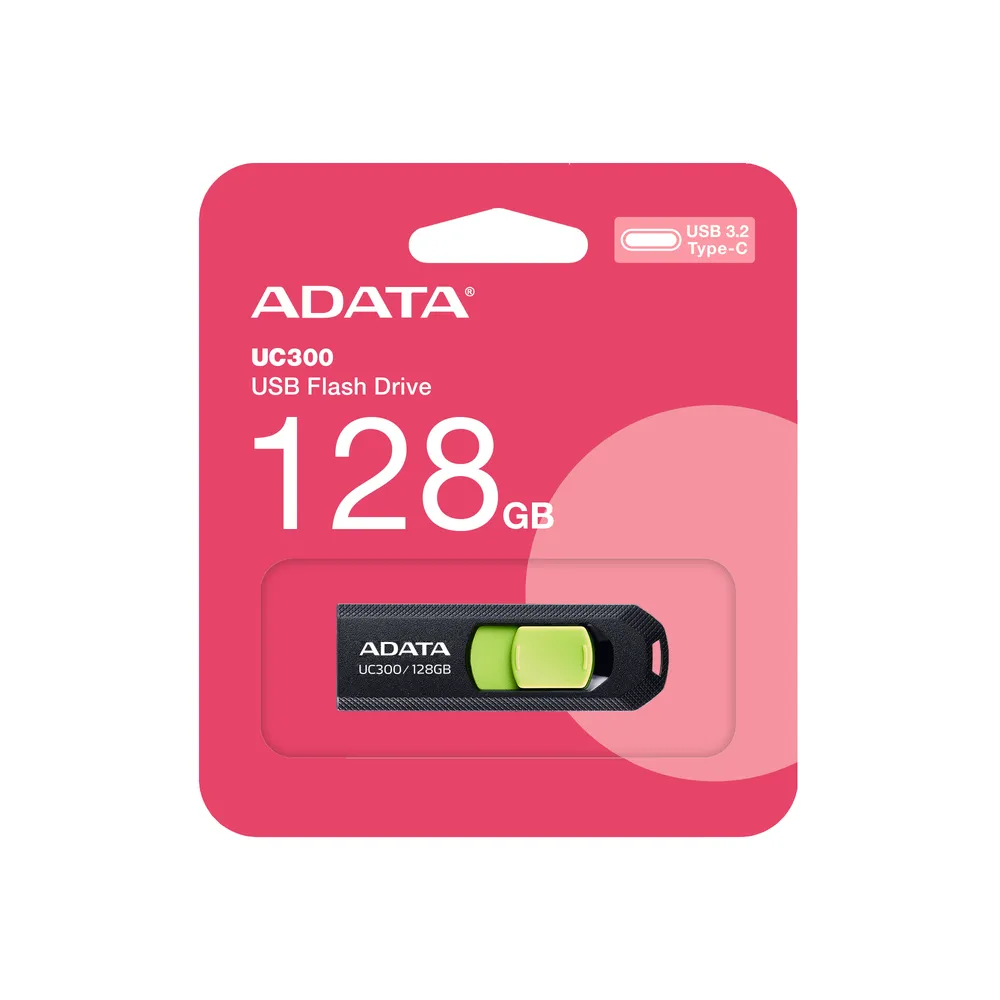 USB-Stick ADATA UC300 128 GB USB Typ C 3.2 Gen 1 Schiebemechanismus schwarz grün