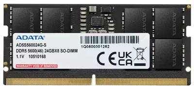 Arbeitsspeicher RAM Adata AD5S560024G-S 24GB 1x24GB DDR5 5600MHz CL46 Schwarz SO-DIMM