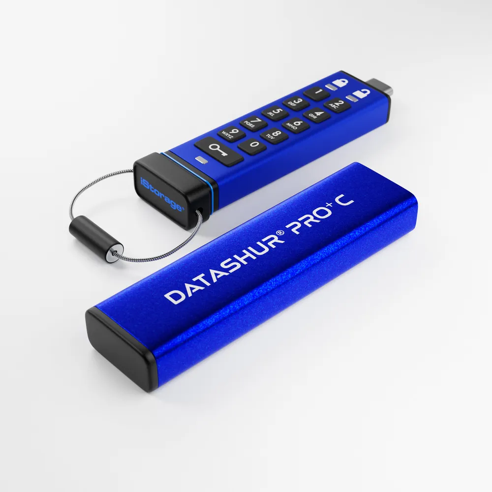 USB-Stick iStorage datAshur PRO+C 128GB AES 256bit FIPS 140-2 USB 3.2 Typ C Blau
