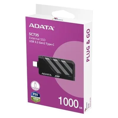 Externe SSD ADATA SC735 USB-C 1TB Kompakt Robust Schwarz