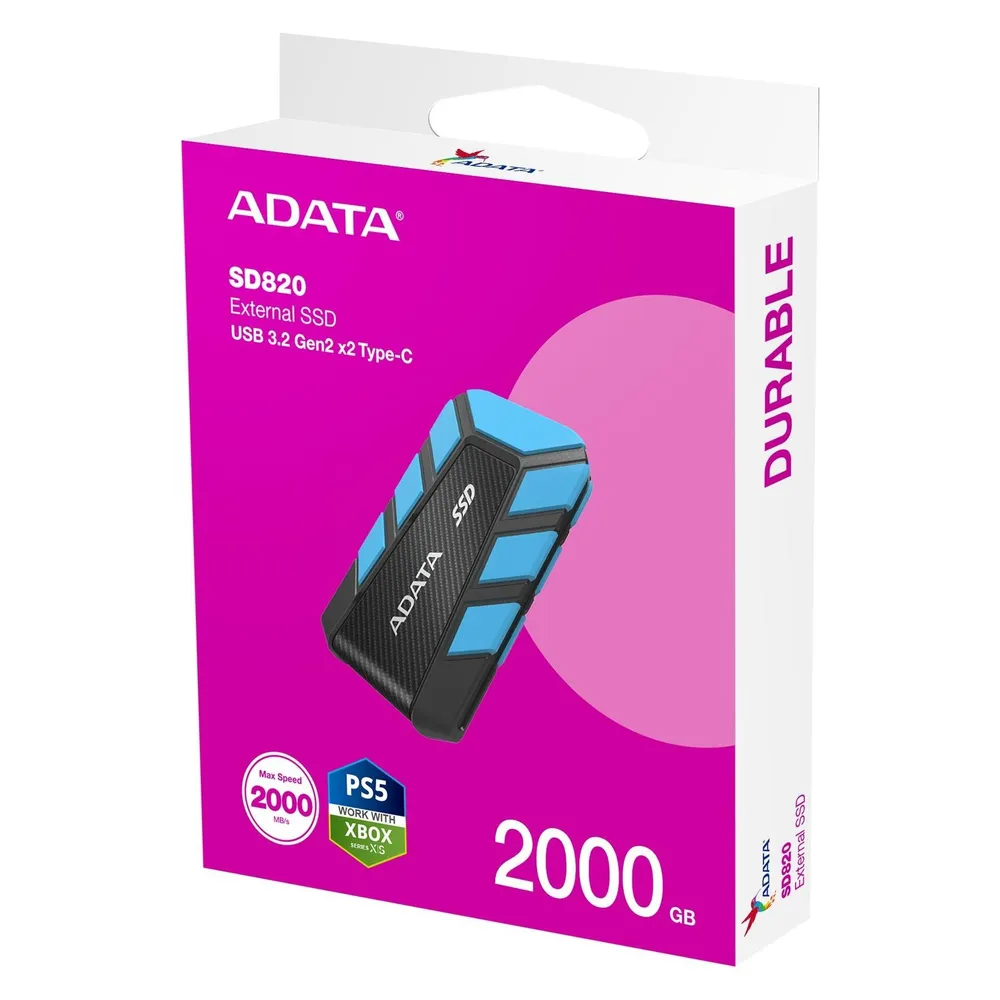 Festplatte Adata SD820 2TB SSD Extern USB-C 3.2 Gen 2 2000MB/s IP68