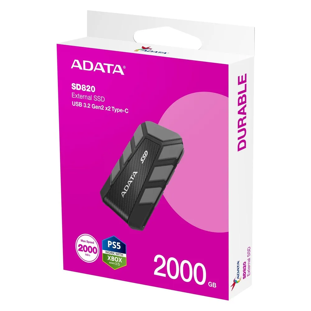Festplatte Adata SD820 2TB SSD Extern USB-C 2000MB/s IP68