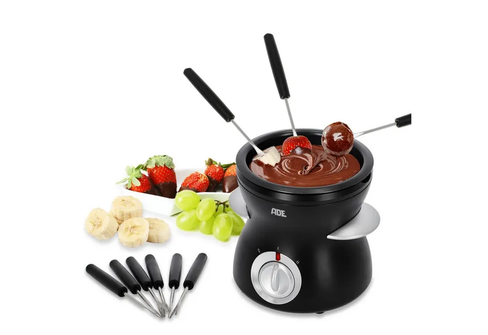 ADE Elektro-Fondue Elektrisches Schokofondue mit 2 Temperaturstufen, 0,25 l, inkl. Gabeln, herausnehmbare Schüssel, zum Schmelzen und Warmhalten