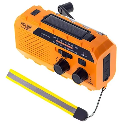 Adler AD 1197 Tragbares Solarradio mit orangefarbener Taschenlampe