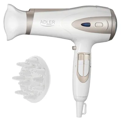 Ionen Föhn Adler AD 2248wc 2400W 3 Temperaturstufen 2 Geschwindigkeiten Diffusor Weiß Champagner