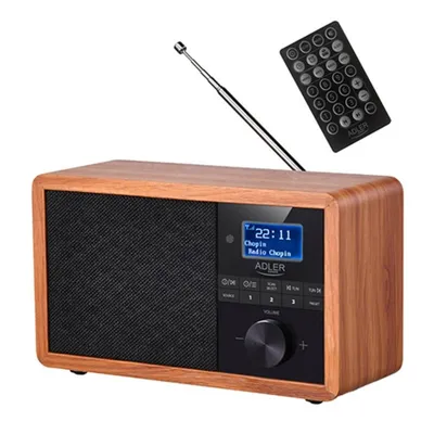 Radio Adler AD 1184 Tragbar Digital AM DAB+ FM Bluetooth 15W Holz Schwarz