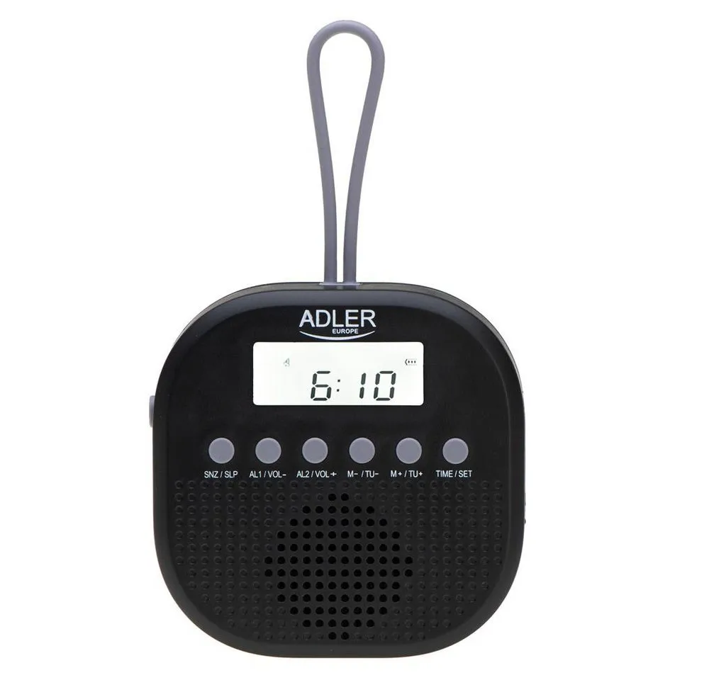 Adler AD 1912 Radio (Wasserdichtes Universalradio, Batteriebetrieben, Radiowecker, schwarz)