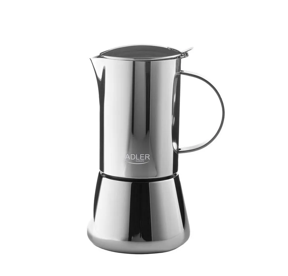 Adler Espressokocher, Espresso Kaffeemaschine, 620ml, Spülmaschinenfest, Edelstahl, silber