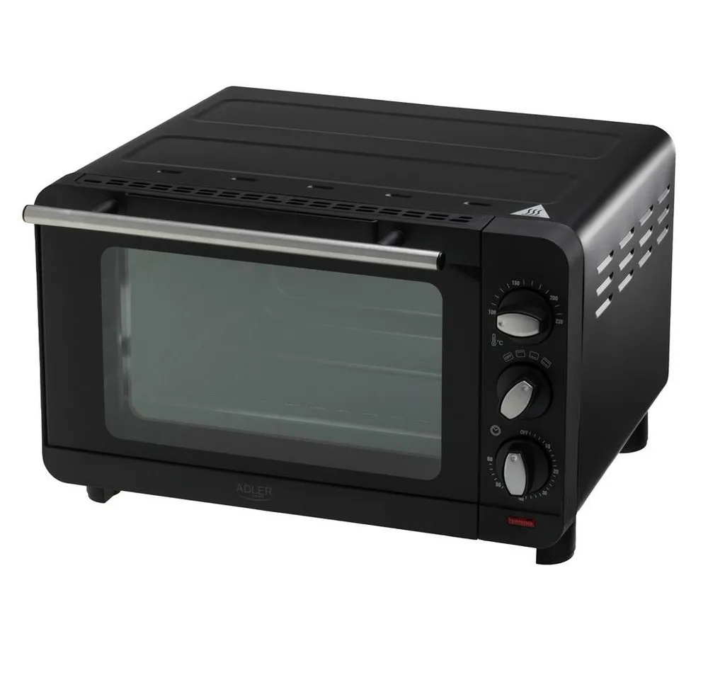 Adler Minibackofen AD 6029, Mini Elektro Backofen, Timer, Oberhitze, Unterhitze, schwarz