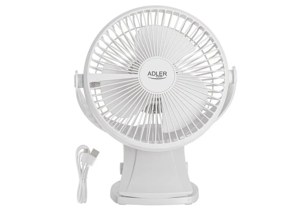 Adler Tischventilator AD 7342, Clip-Ventilator ø15,5 cm, 3000 mAh mit 3 Geschwindigkeitsstufen