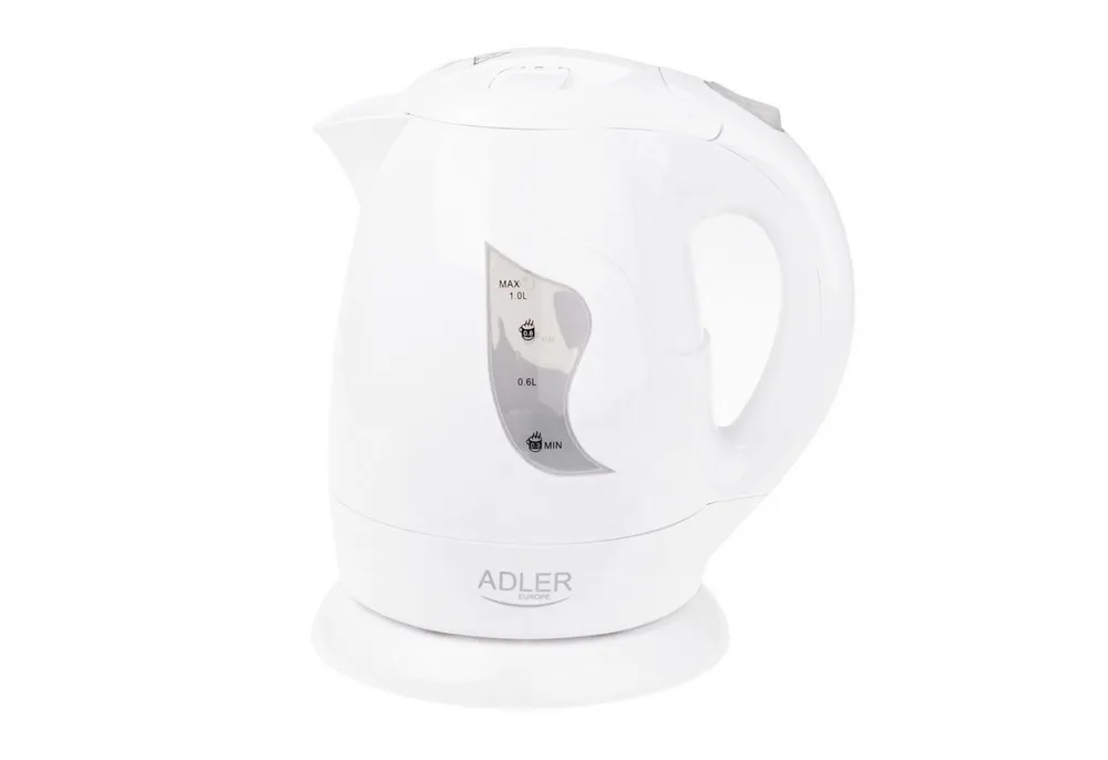 Adler Wasserkocher AD 08 Wasserkocher 850 W - 1 L, 360° drehbar, Weiß, 1 l, 850 W