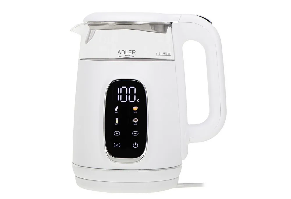 Adler Wasserkocher AD 1305ws Wasserkocher 1,7L mit Temperatureinstellung weiß / silber