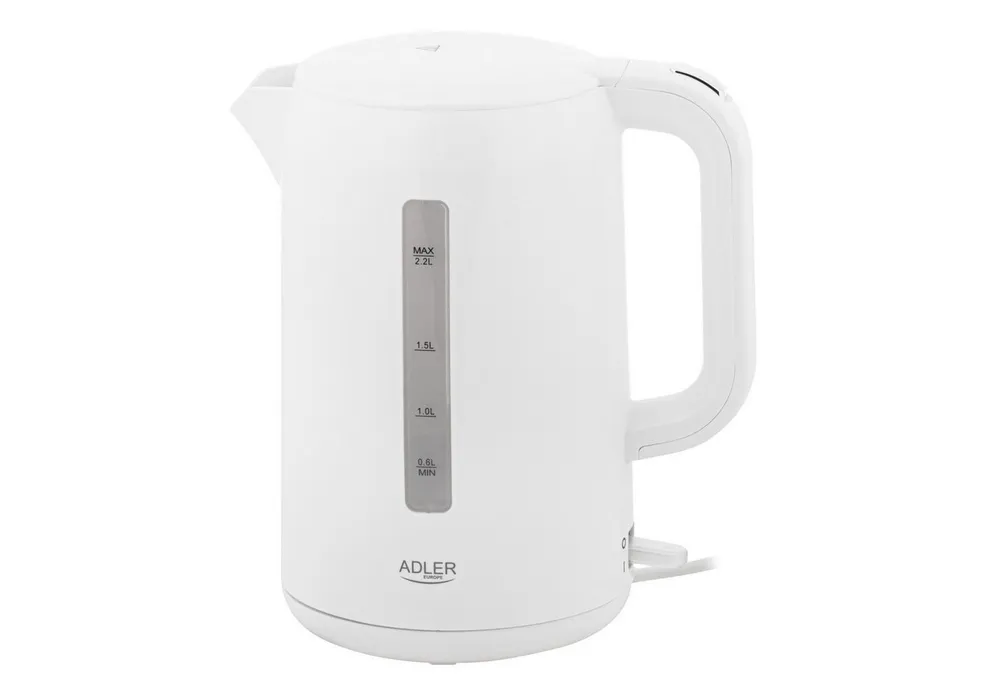 Adler Wasserkocher AD 1368 Wasserkocher 2,2 L, 2200 W, 360° drehbar - Weiß, 2,2 l, 2200 W