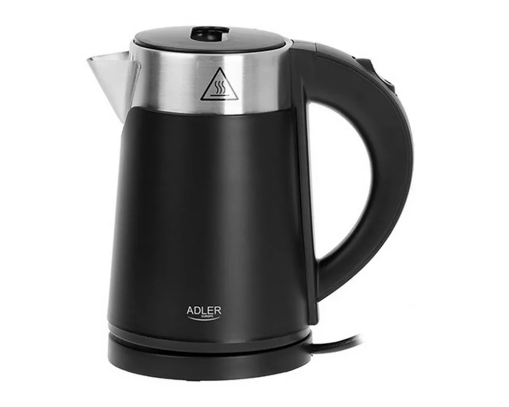 Adler Wasserkocher AD 1372 Mini-Wasserkocher 0,6 L - 800 W, doppelwandig - Schwarz, 0,6 l, 800 W