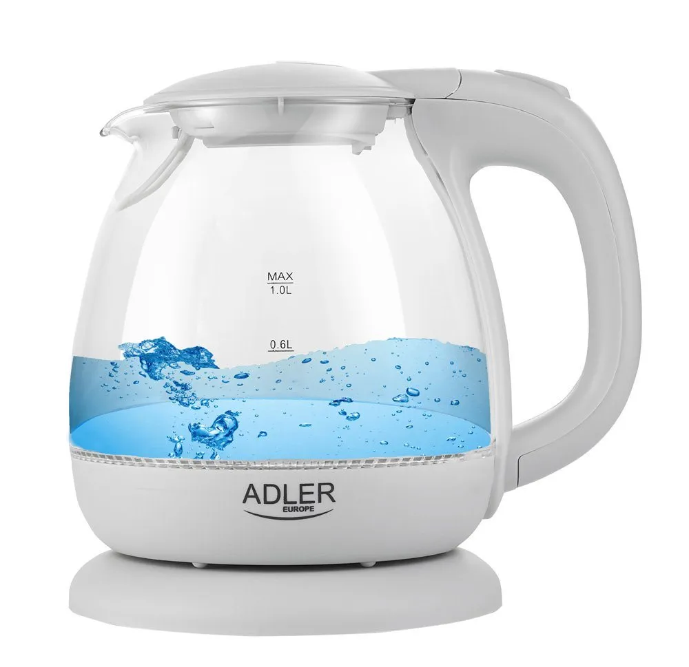 Adler Wasserkocher Adler AD 1283G Glas Wasserkocher 1 L 1100 Watt grau