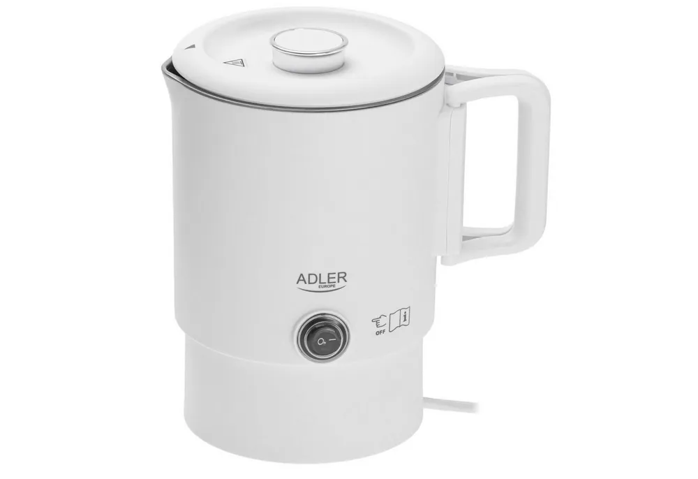 Adler Wasserkocher Reise-Wasserkocher weiß 0,8L 650W klappb. Griff verstaubarer Sockel