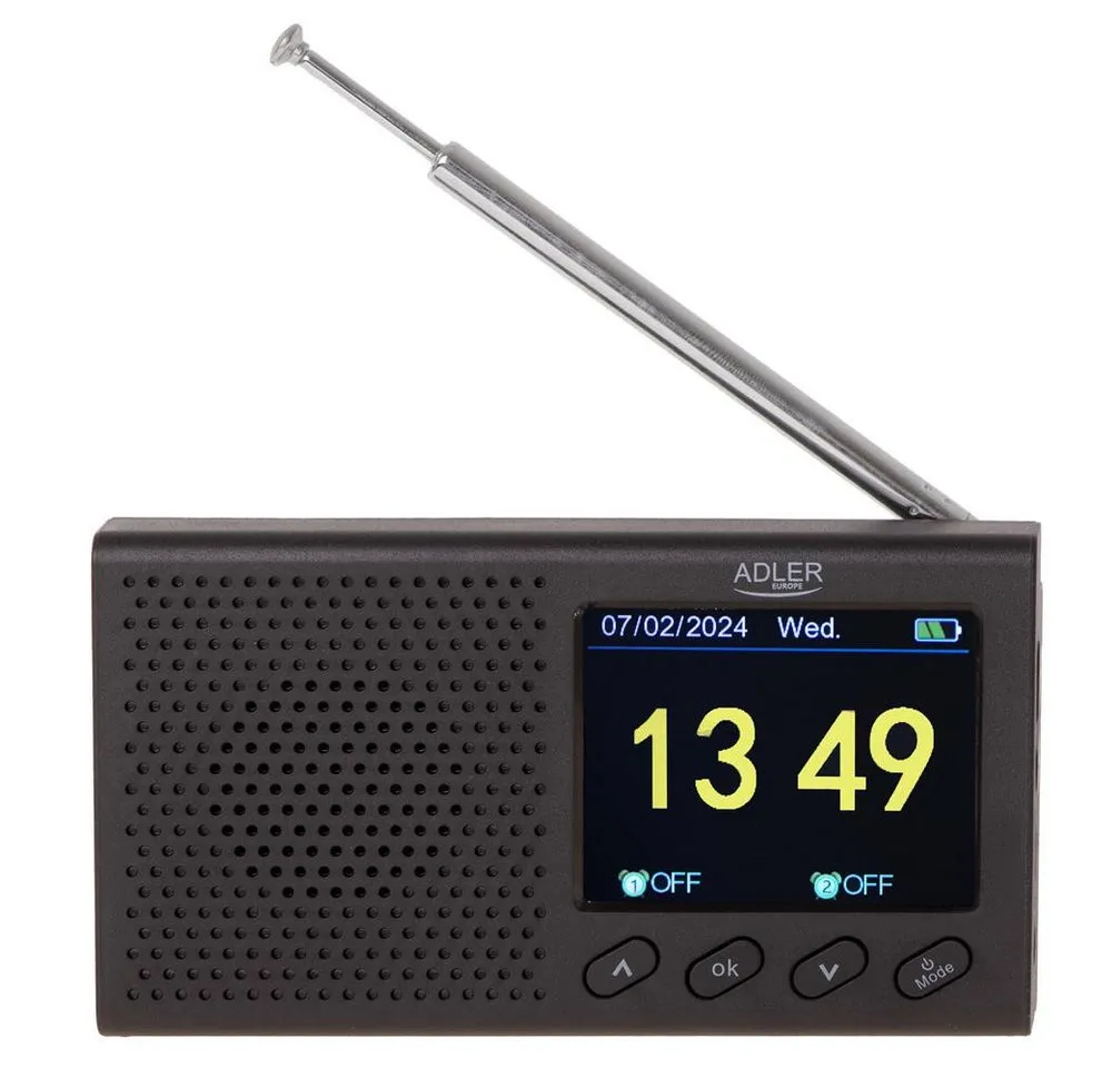 ADLER EUROPE AD 1198 UKW-Radio (FM 87,5 108 MHz, 20 Sender, Bluetooth, LCD-Display, Digital, schwarz)