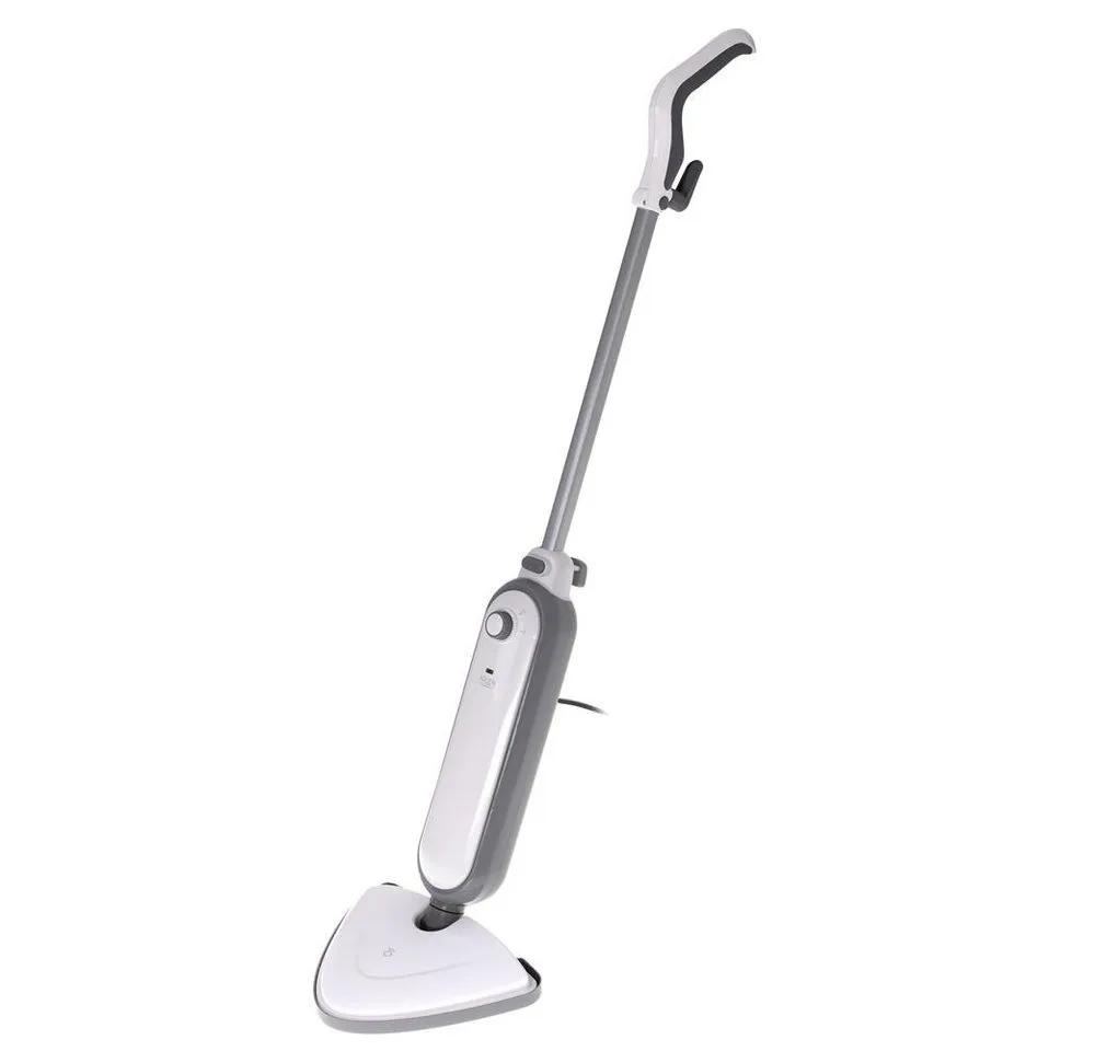 ADLER EUROPE Dampfreiniger AD 7057 Dampfmopp, für Hartböden, Fliesen, Laminat und Parkett, 1300 W, hygienischer Bodenreiniger mit Heißdampf, Steam Mop, weiß, grau