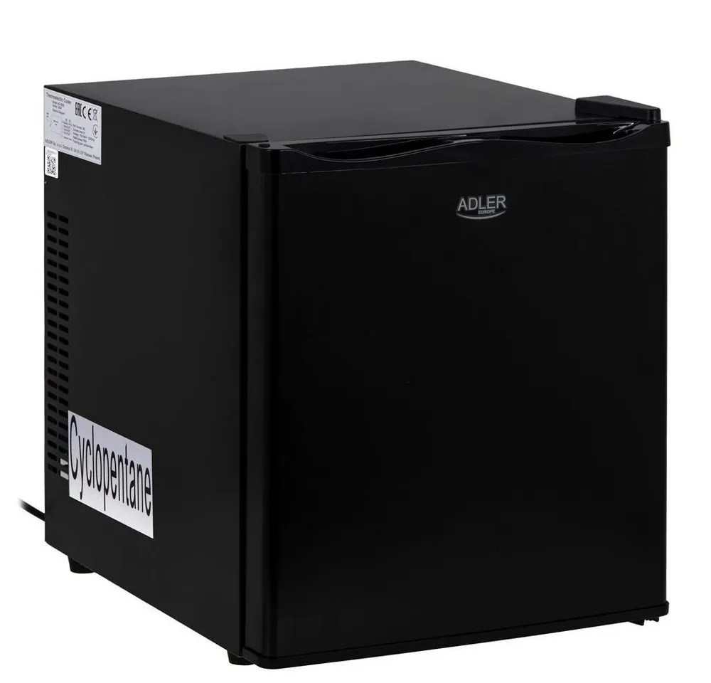 ADLER EUROPE Kühlschrank AD 8089, 38 cm hoch, 45 cm breit, Mini Kühlschrank für Getränke Snacks Kosmetik, schwarz