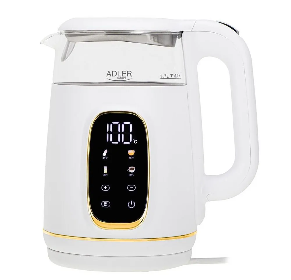 ADLER EUROPE Wasserkocher AD 1305wg Glas Wasserkocher mit Temperatureinstellung