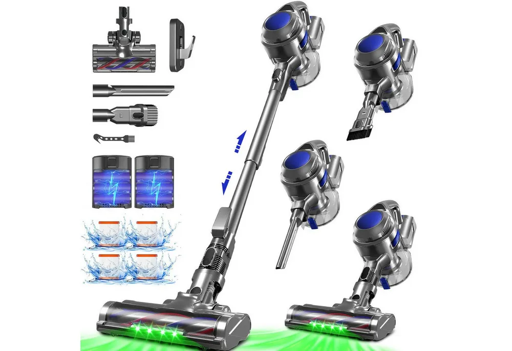 Adormii Akku-Hand-und Stielstaubsauger Akku Staubsauger, 50000Pa/60Min/1.6L Staubsauger Kabellos, HEPA*4, Anti-Tangle-Bürste, 5-in-1 Cordless Vacuum Cleaner, Akkustaubsauger für Tierhaare, Hartböden, Teppiche, 5-in-1 Staubsauger für Tierhaare,Hartböden,Teppiche