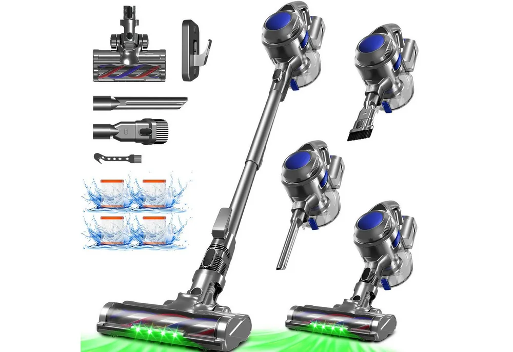 Adormii Akku-Hand-und Stielstaubsauger Akku Staubsauger,Staubsauger Kabellos 50kPa/60Min,GreenEye-Technologie, beutellos, Selbststehendes Design,Staubsauger für Tierhaare,Teppich und Hartboden