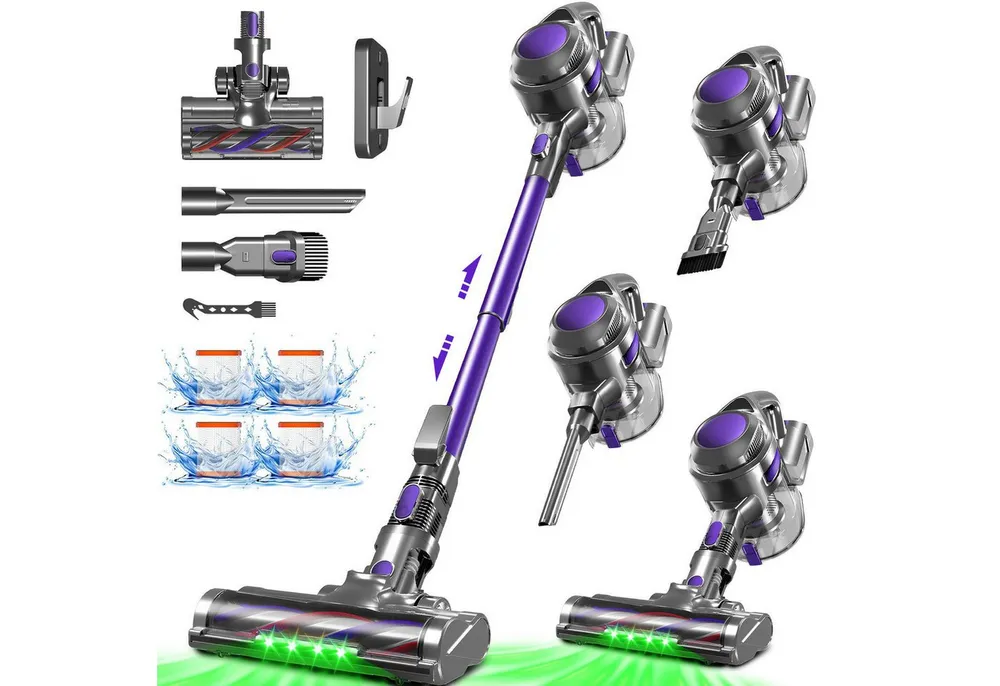 Adormii Akku-Hand-und Stielstaubsauger Akku Staubsauger, 50000Pa/60Min/1.6L Staubsauger Kabellos, HEPA*4, Anti-Tangle-Bürste, 5-in-1 Cordless Vacuum Cleaner, Akkustaubsauger für Tierhaare, Hartböden, Teppiche, 5-in-1 Staubsauger für Tierhaare,Hartböden,Teppiche
