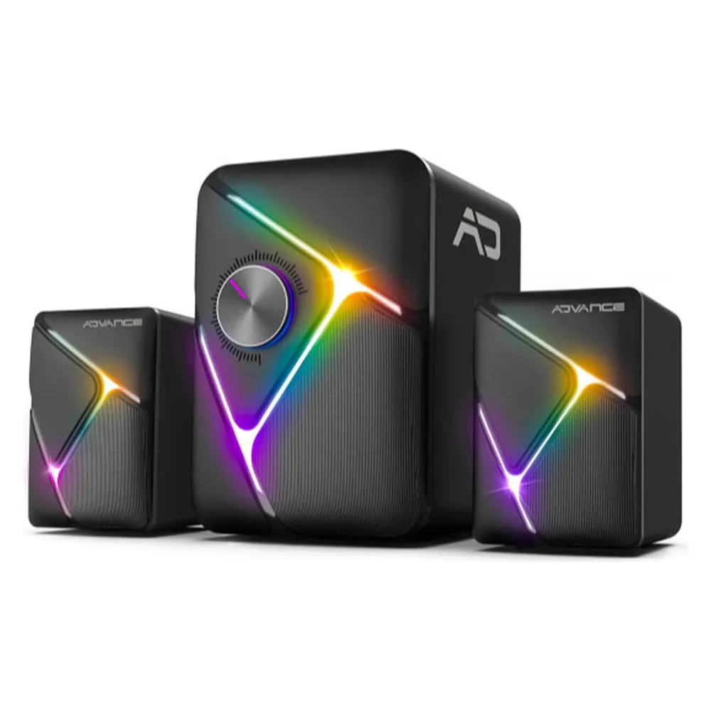 Lautsprecher Advance 2.1 Bluetooth 11 W Schwarz mit RGB und Drehregler