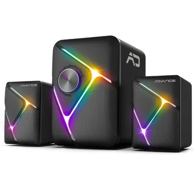 Lautsprecher Advance 2.1 Bluetooth 11 W Schwarz mit RGB und Drehregler