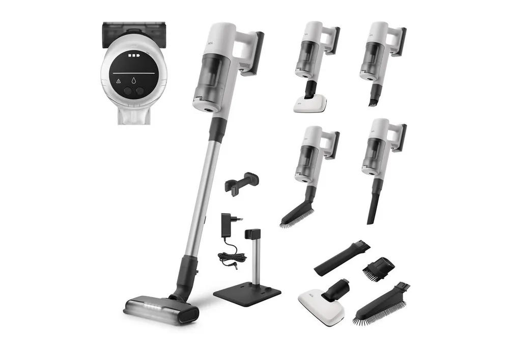 AEG Akku-Hand-und Stielstaubsauger 6000 AKKU-STAUBSAUGER (AP61HB21SH), 255 W, beutellos, sehr leicht 2,5 kg, 53 % Recyclingmaterial, bis zu 50 Min. Laufzeit