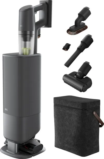 AEG Akku-Hand-und Stielstaubsauger ULTIMATE 8000 (AP83AB25DG), beutellos, mit Absaugstation, 0 W, Hygienische Absaugung des Staubbehälters ohne Kontakt mit Schmutz