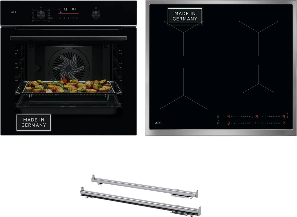 AEG Backofen-Set HH24BSPIL, mit 1-fach-Teleskopauszug, Pyrolyse-Selbstreinigung, AirFry: knusprige Ergebnisse mit wenig oder ohne Öl, Made in Germany