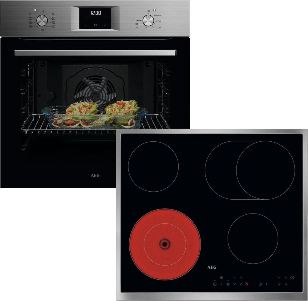 AEG Backofen-Set HH25BSM, Aqua Clean, Heißluft: Gleichmäßiges Garen auf 3 Ebenen: ideal für Mehrblech‑Backen