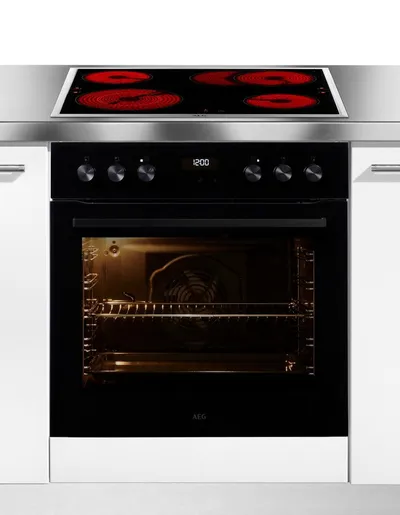 AEG Elektro-Herd-Set Serie 5000 HH25HSB, Aqua Clean, Heißluft: Gleichmäßiges Garen auf 3 Ebenen: ideal für Mehrblech‑Backen