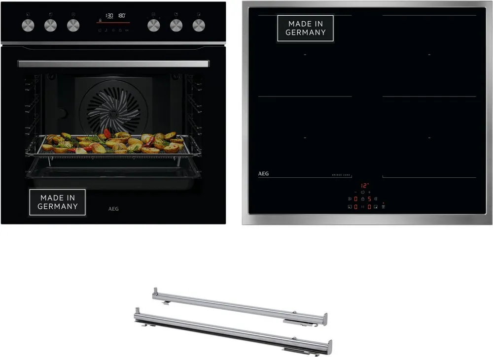 AEG Induktions Herd-Set Serie 5000 HH24HSPID, mit 1-fach-Teleskopauszug, Pyrolyse-Selbstreinigung, AirFry - knusprige Ergebnisse mit wenig oder ohne Öl, Made in Germany
