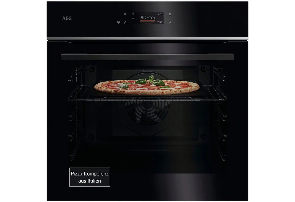 AEG Pyrolyse Backofen 7000 TX7PB62WSB, Pyrolyse-Selbstreinigung, Pizza-Ofen: Pizza in 150 Sek. – bei 340 °C wie im Restaurant zu Hause
