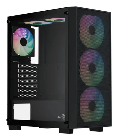 AEROCOOL B509A Gehäuse mit 6 ARGB Lüftern, Mesh-Front, Glas-Seitenteil, ATX Unterstützung