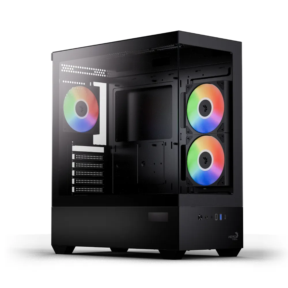 PC-Gehäuse Aerocool P500D Digi-G-BK-v1 Midi Tower Schwarz Gehärtetes Glas RGB
