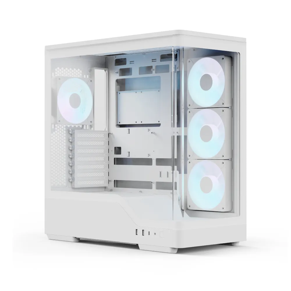 PC-Gehäuse Aerocool P500A-WT Midi Tower Weiß ATX Gehäuseglas RGB