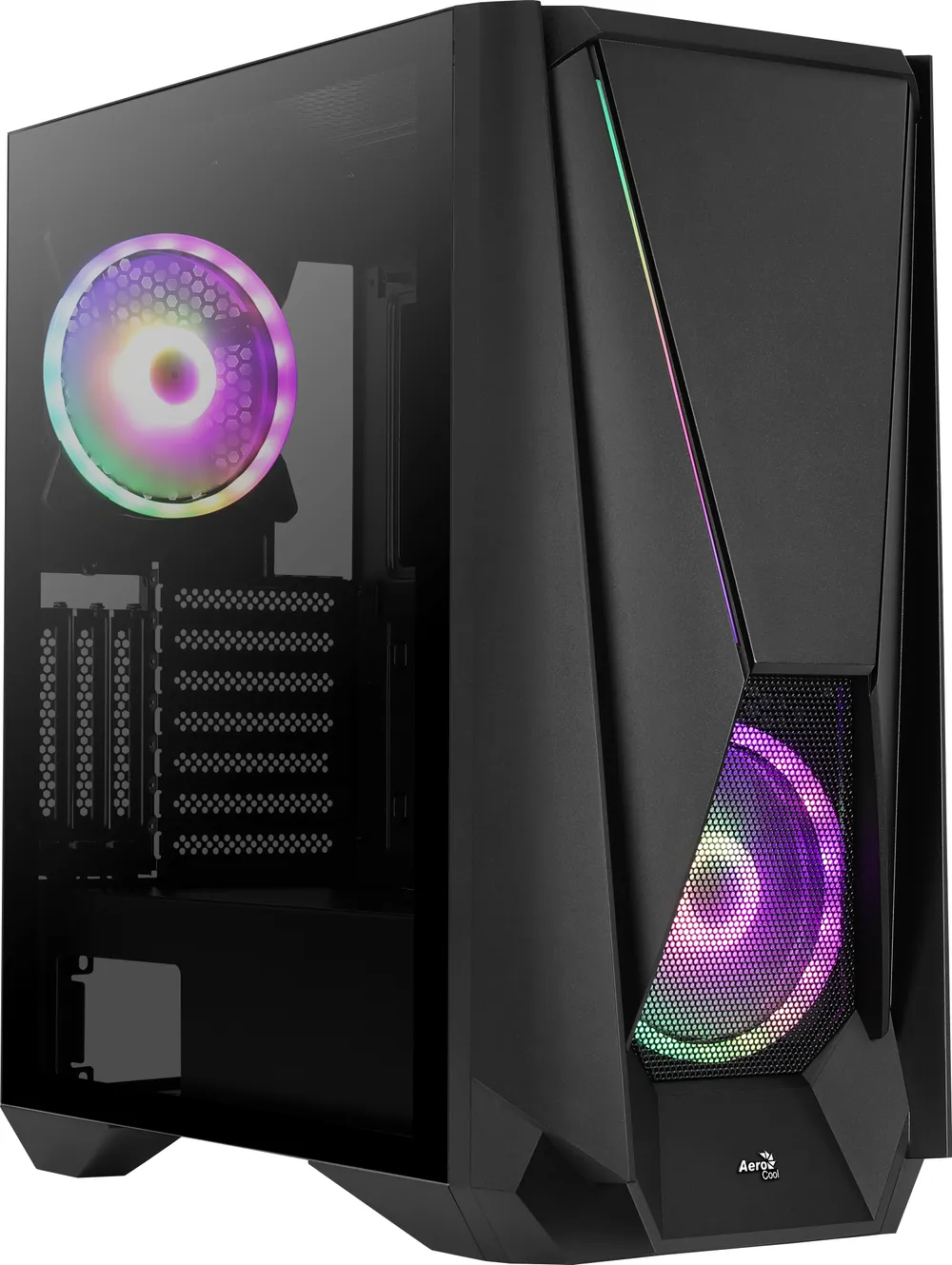 Aerocool gehärtetes Glasvisier USB 3.1 RGB Schwarz